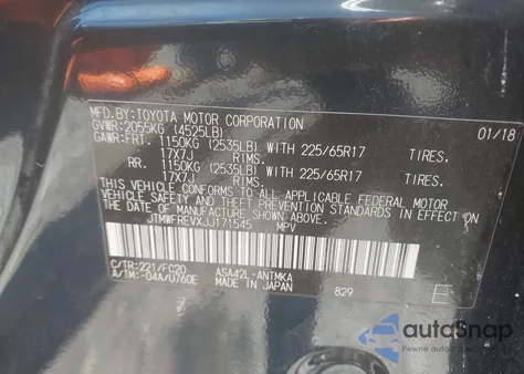 2018 Toyota Rav4 Adventure/Xle from USA, damaged, VIN JTMWFREVXJJ171545